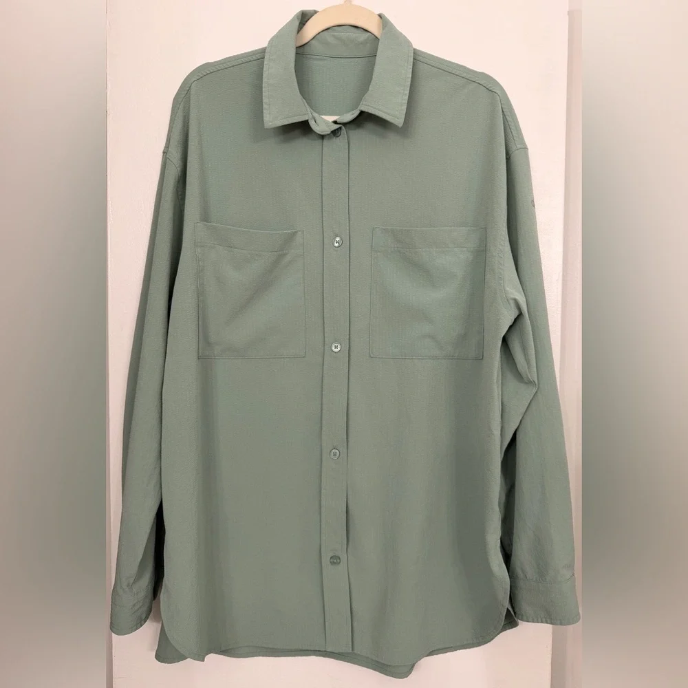 ALO Yoga Dreamscape Button Down Long Sleeve Seafoam Green Size Medium
